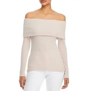 Enza Costa Off Shoulder Ribbed Knit TopRose Tan Size Small New‎